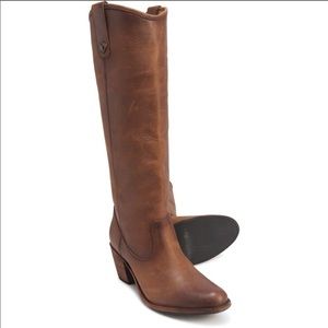 Frye cognac Jackie button tall boots size 11 B